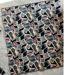 Tapestry Fabric Postage Stamp pattern 55 x 49" Historical figures 1.3 yds